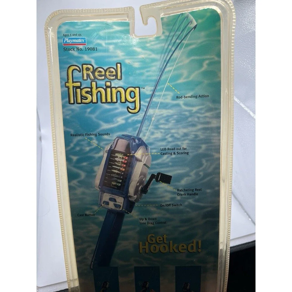 Sealed 1998 Playmates Reel Fishing Electronic Virtual Rod & Reel Fishing Toy